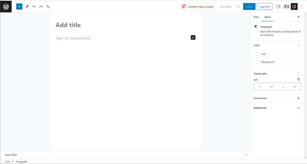 Screenshot of the Add New Post Window in WordPress 